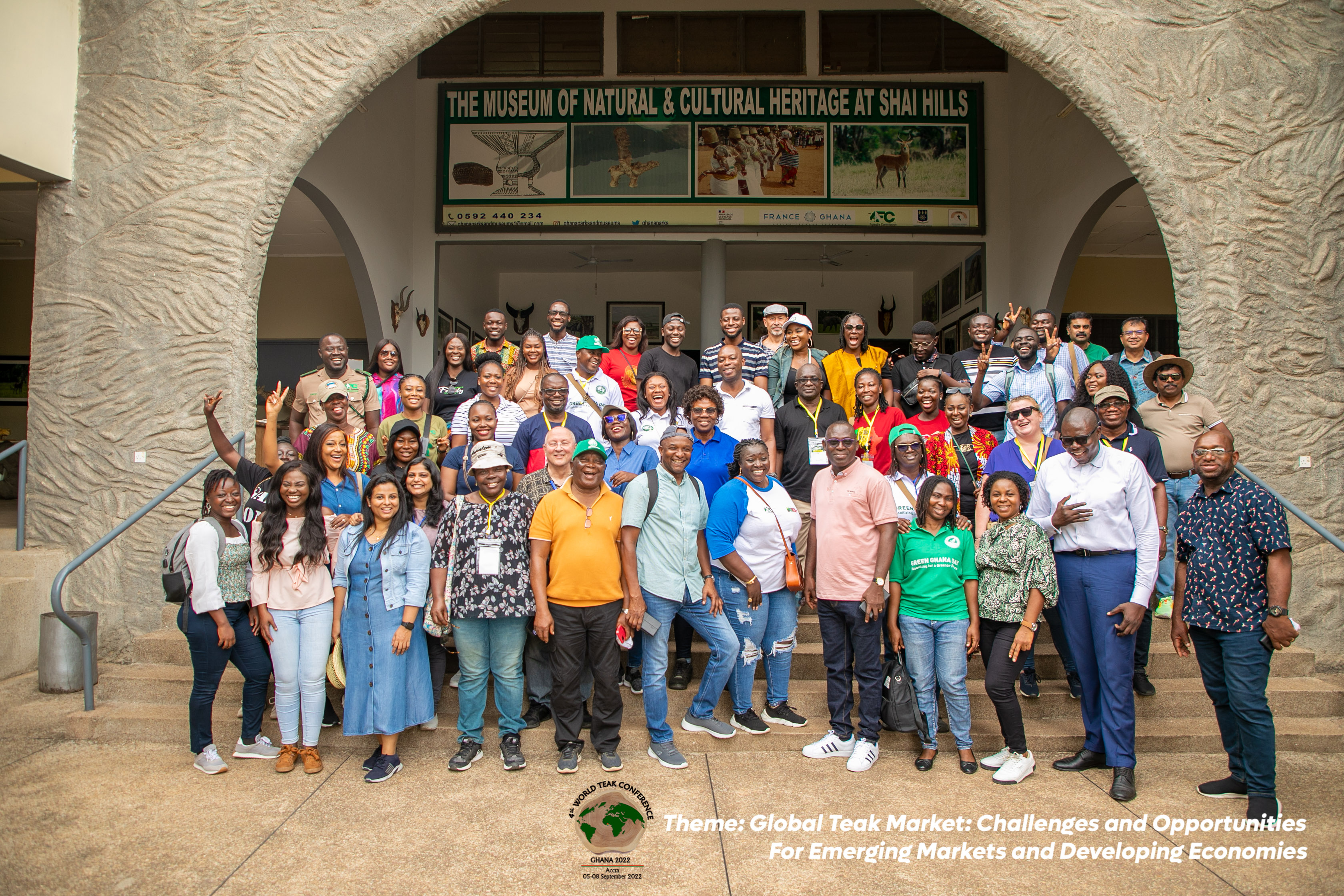 Participants of the 4th World Teak Conference in the Shai Hill Resource Reserve. Photo courtesy: Ms. Clara Allotey, LOC Secretariat, FC Ghana